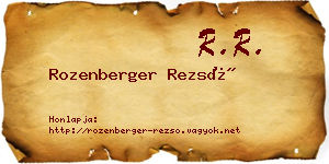 Rozenberger Rezső névjegykártya